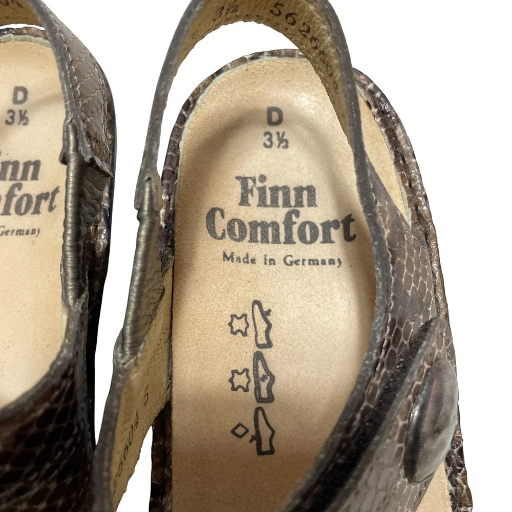Finn Comfort D 3 1/2  US 6‎ Jamaika Slingback Sandals Snakeskin Pattern Germany